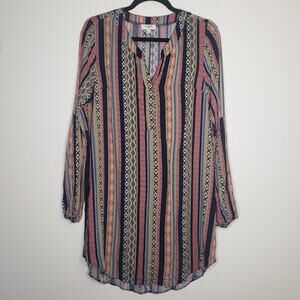 Umgee| Multi-colored Aztec Stripe Tunic Dress